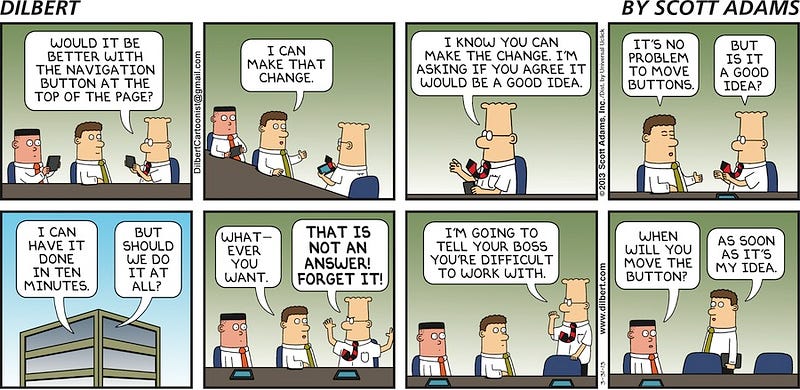 Dilbert comic stripe about navigation