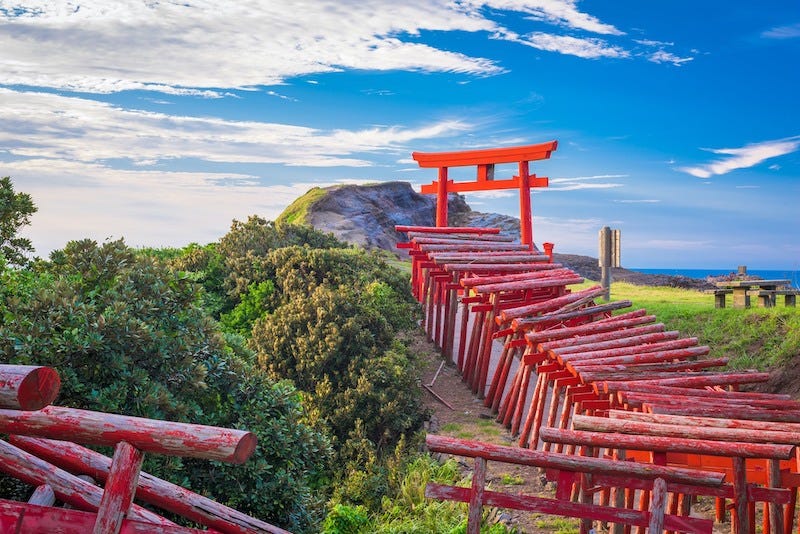 The endless array of torii gates at Yamaguchi Prefecture’s seaside Motonosumi Inari Shrine