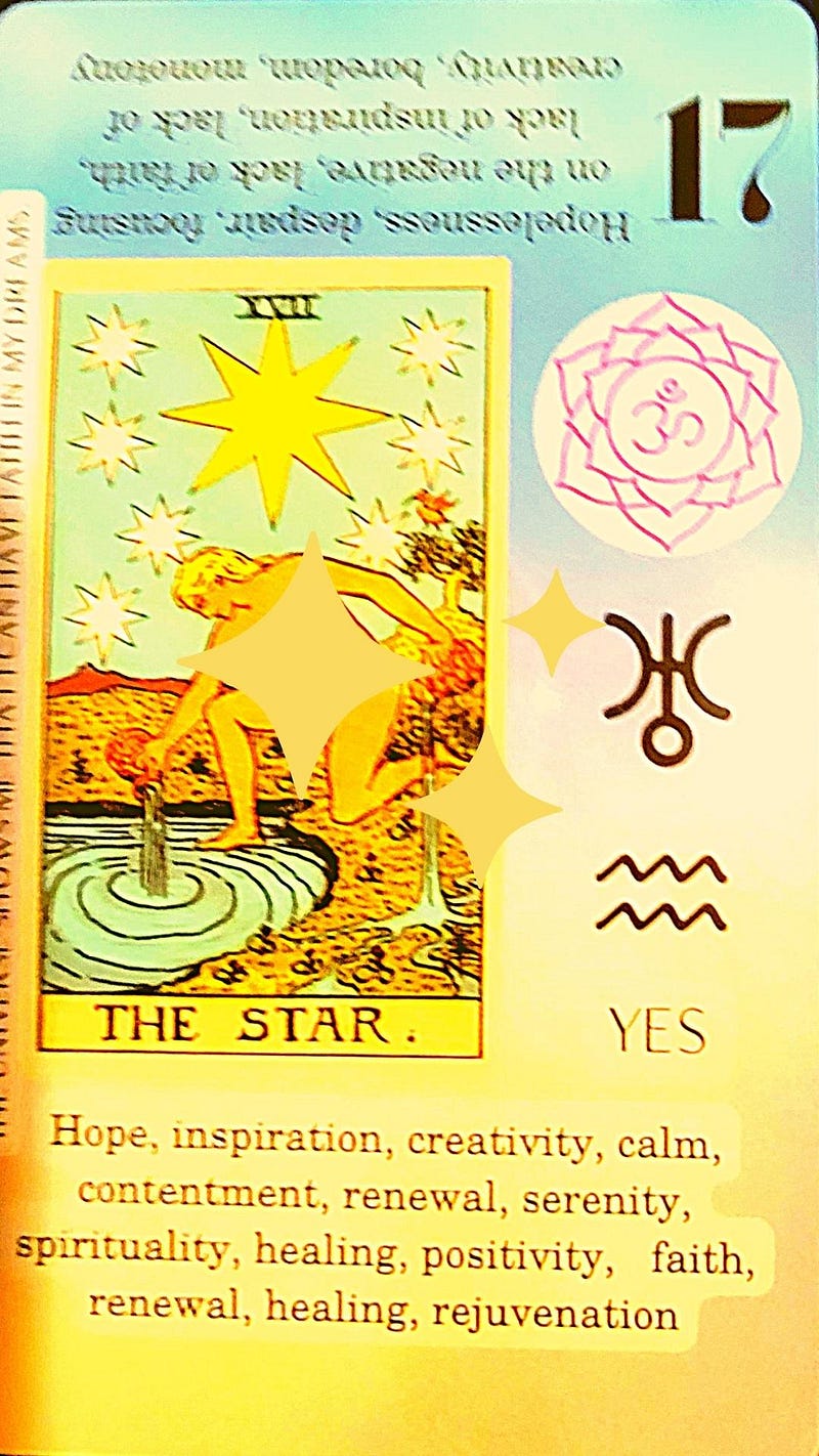 Stage Two the Tarot Star Energy of Bliss Happiness Angel Number 2 ,22 ,222