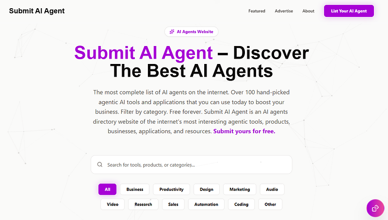 submit ai agent website example