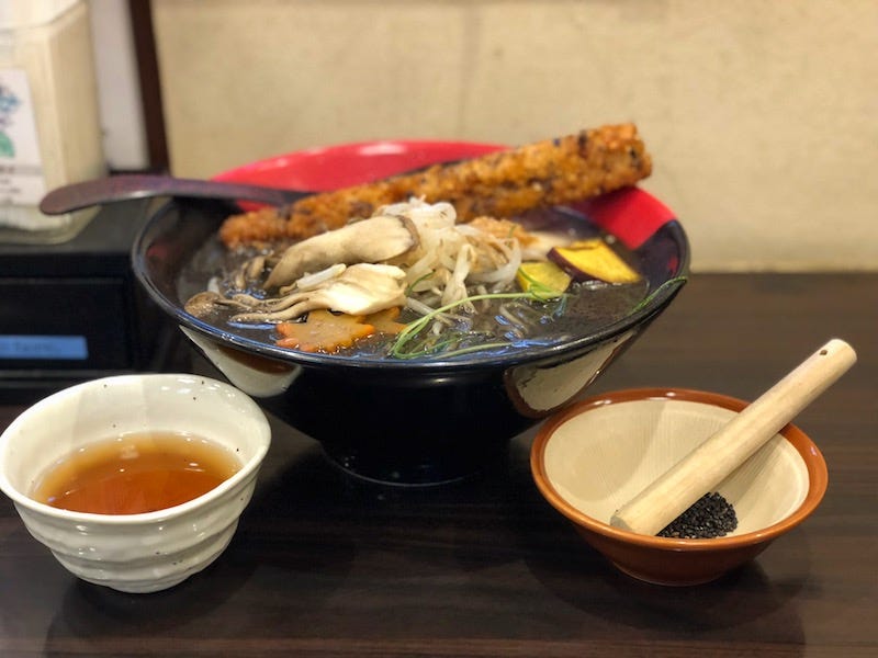 A bowl of Tengu ramen at a shop on Tokyo’s sacred Mt. Takao