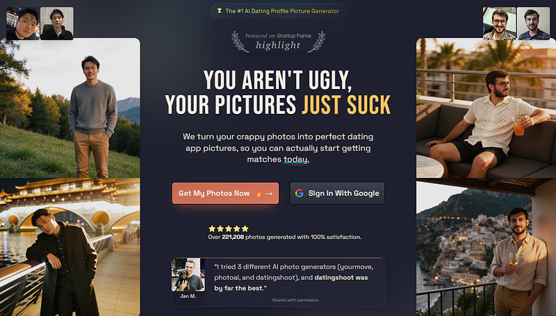 DatingShoot AI App For Sale on AISO Blog