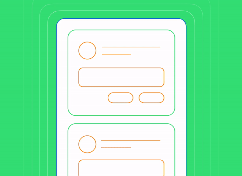 A GIF showing spacing that are multiples of 4, between various elements in the UI