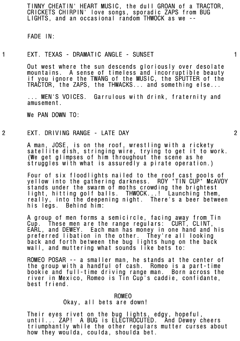 Page One: “Tin Cup” (1996)