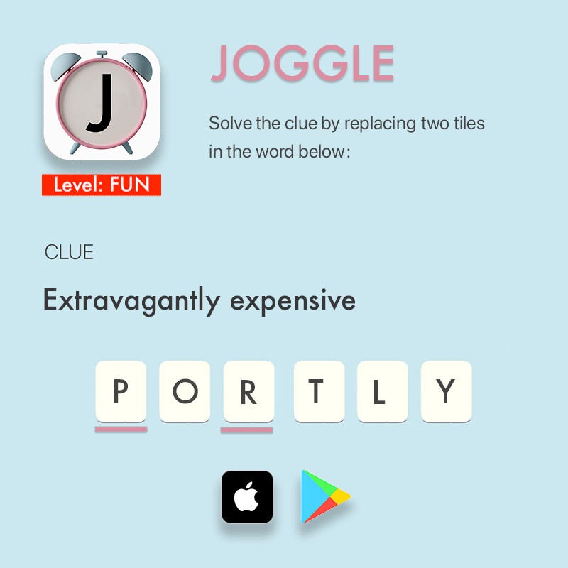 Joggle word puzzle game for iOS and Android — Easy clue