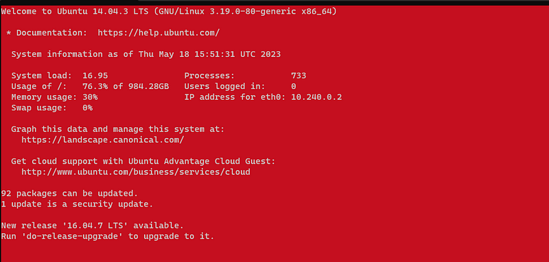 Production console on ubuntu server.