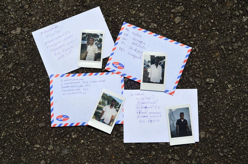 #migrantmail was a collaboration between Geylang Adventures and Waiting for Lorry. They went around collecting handwritten letters and taking polaroids of migrant workers with the objective of curing homesickness by sponsoring the letter back to their hometown.