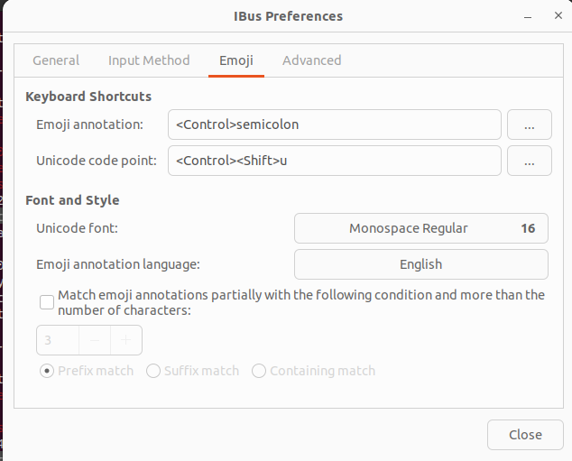 “e” appears instead of suggestions with Ctrl+. in Gnome editor(Ubutnu)