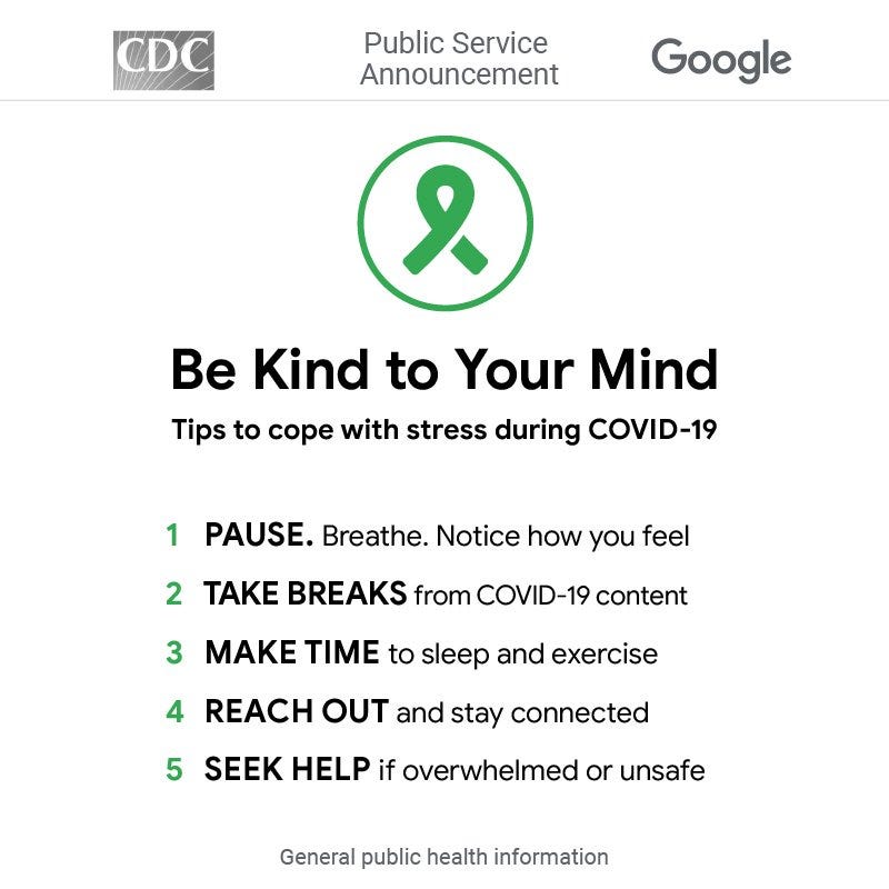 Centers for Disease Control | Google — “Be Kind to Your Mind” Campaign