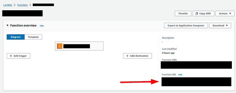 AWS Lambda Configuration Screen