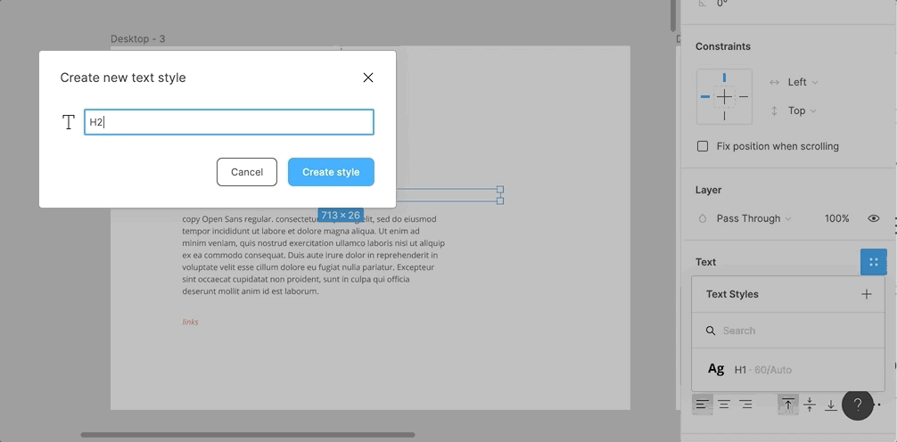 text styles in Figma