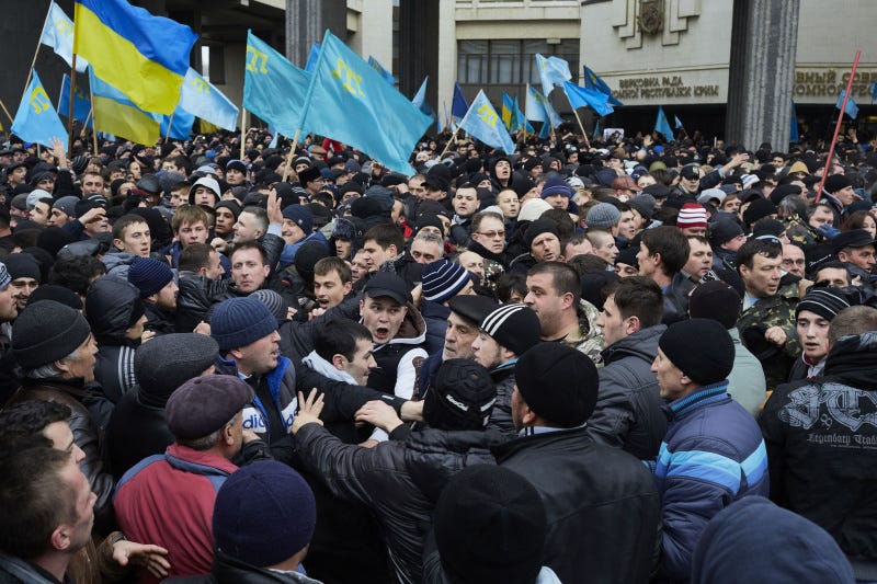 Fightings near Crimean parliament. Getty Images