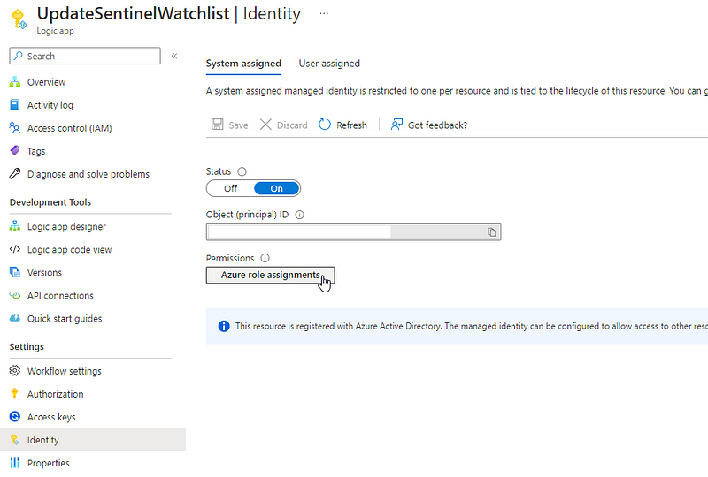 Add permissions to the system-assigned managed identity.