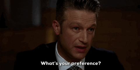 Gif of a man asking "What's your preference?"