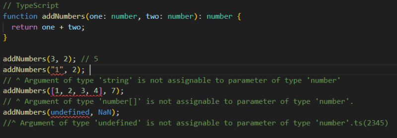 The same code in typescript not displaying error messages