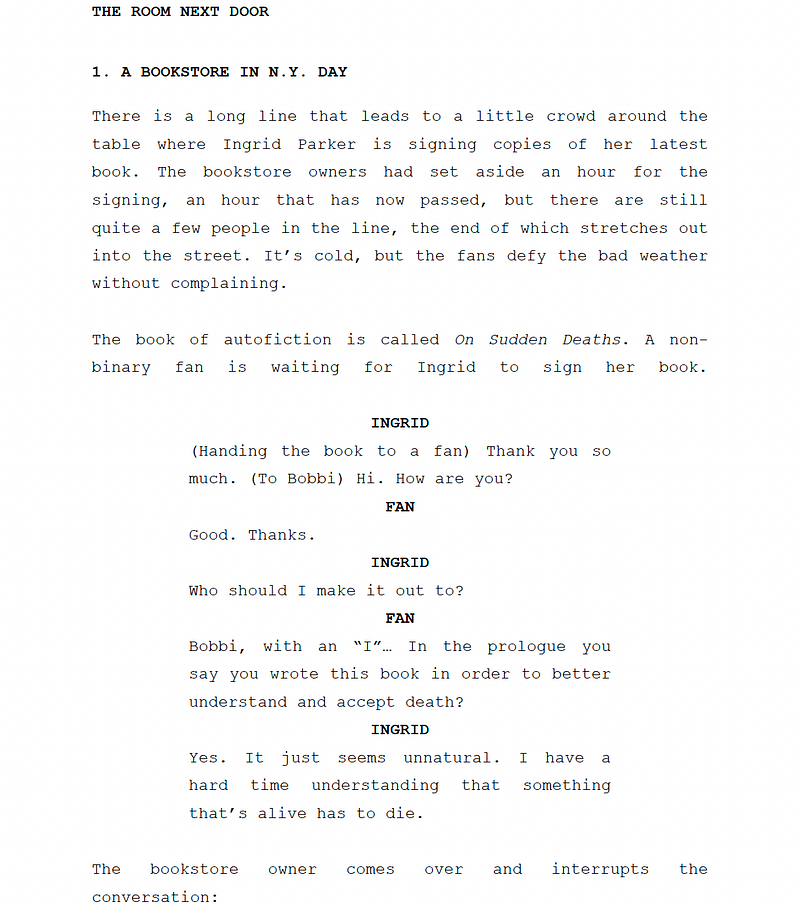 Page One: “The Room Next Door” (2024)