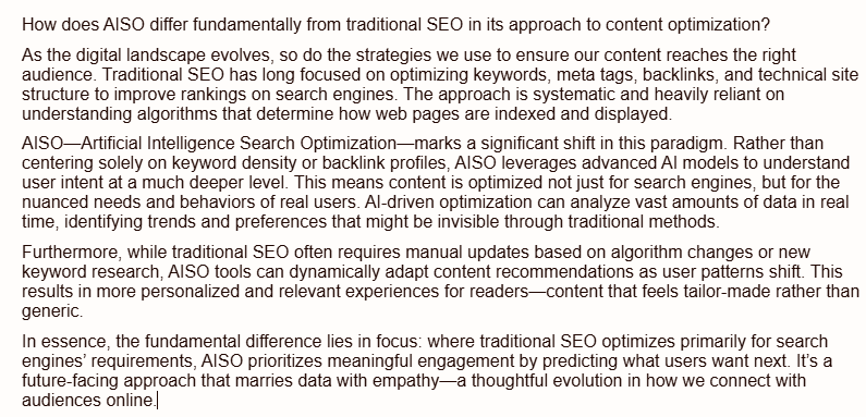 answer use case example at aiso.blog