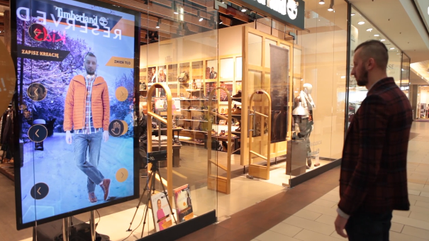 AR mirror in Timberland store
