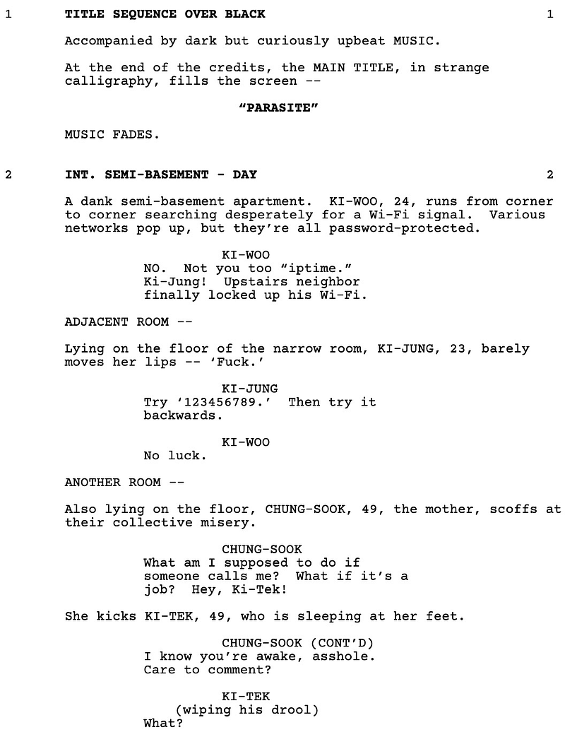 Page One: “Parasite” (2019)