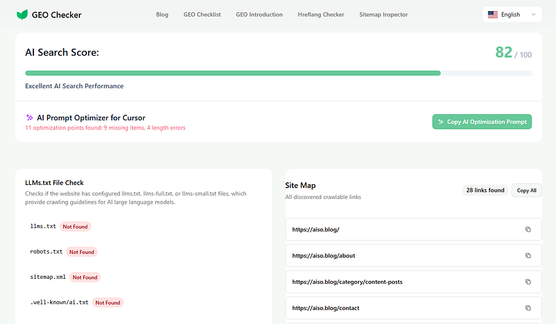 GEO checker review on AISO Blog