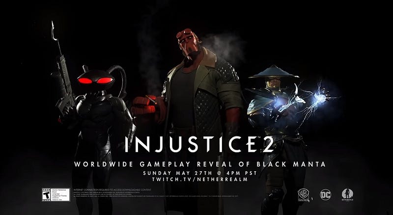 Další DLC postavy pro Injustice 2 budou Black Manta, Raiden a… Hellboy!