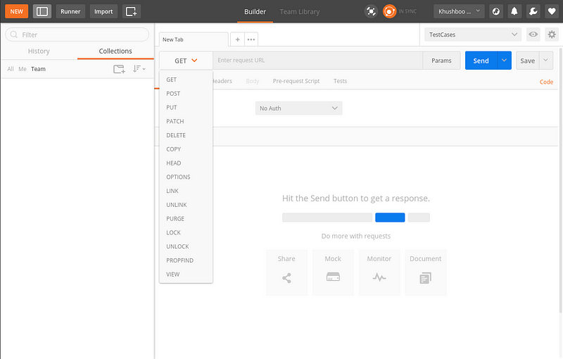 API call methods available in Postman