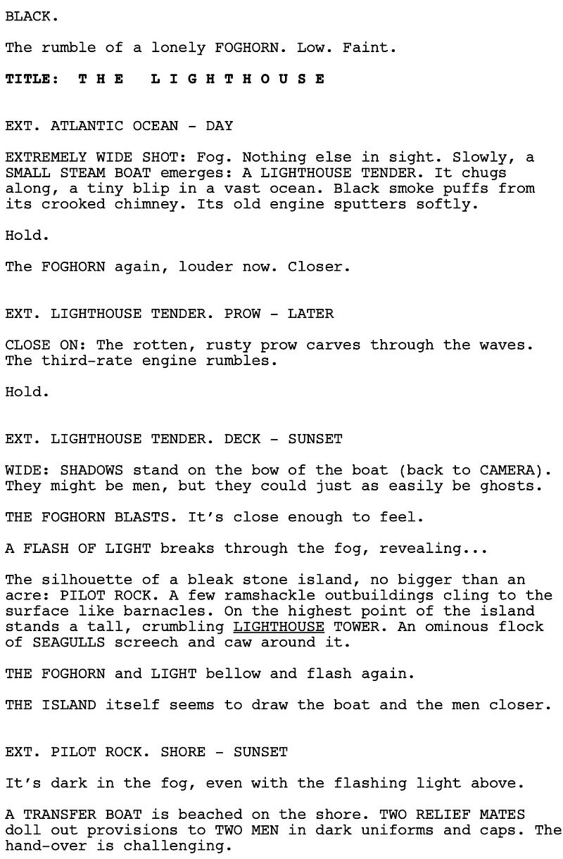 Page One: “The Lighthouse” (2019)