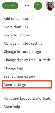 More settings on Medium
