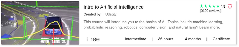 Intro to Artificial Intelligence by Udacity