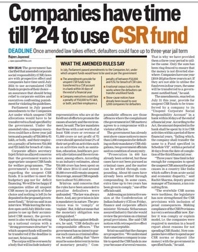 CSR fund Hindustan times newspaper
