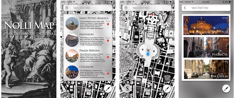 Welcome page, nearby tab, pin on map and featured trails
