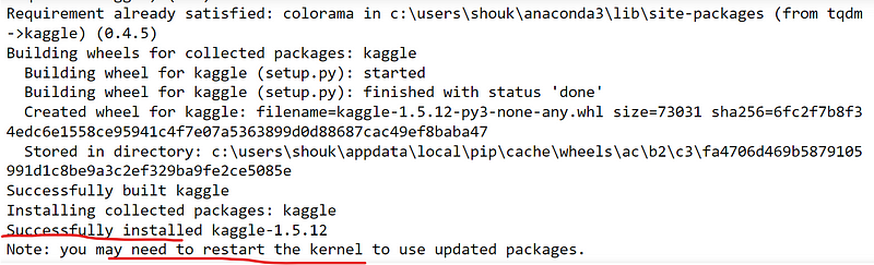 installing kaggle api for dataset download