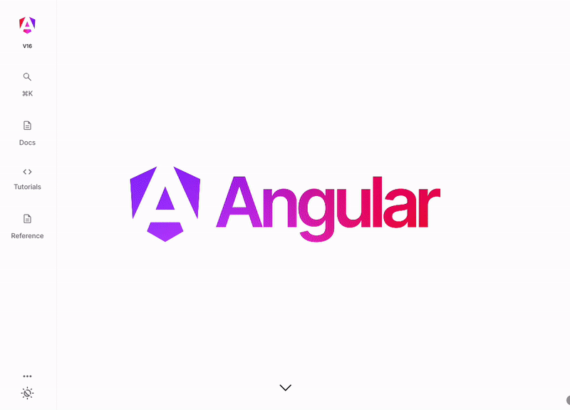 Screen recording of Angular.dev homepage animation of a new colorful logo with an A in a gradient of pink, purple and red