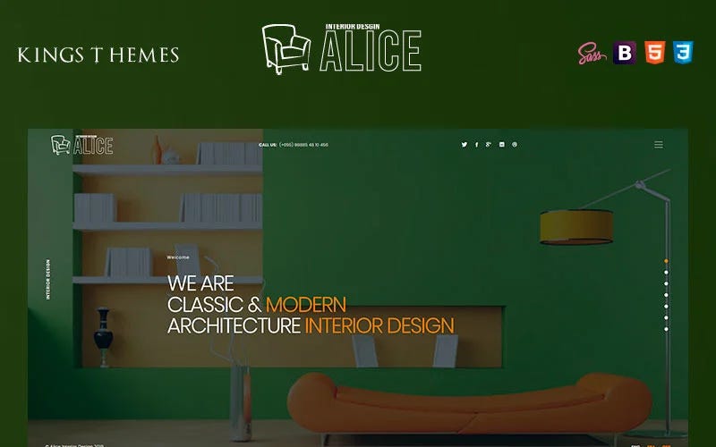 Alice — Interior Design Landing Page Template.