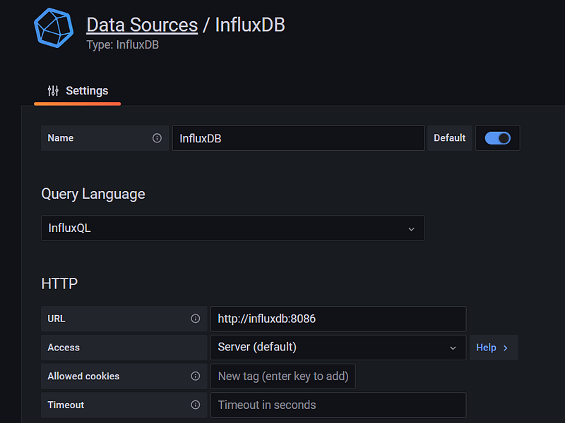 Docker: how to work with Grafana and influxdb