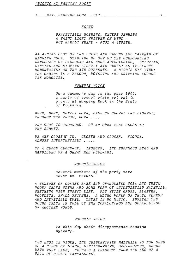 Page One: “Picnic at Hanging Rock” (1975)