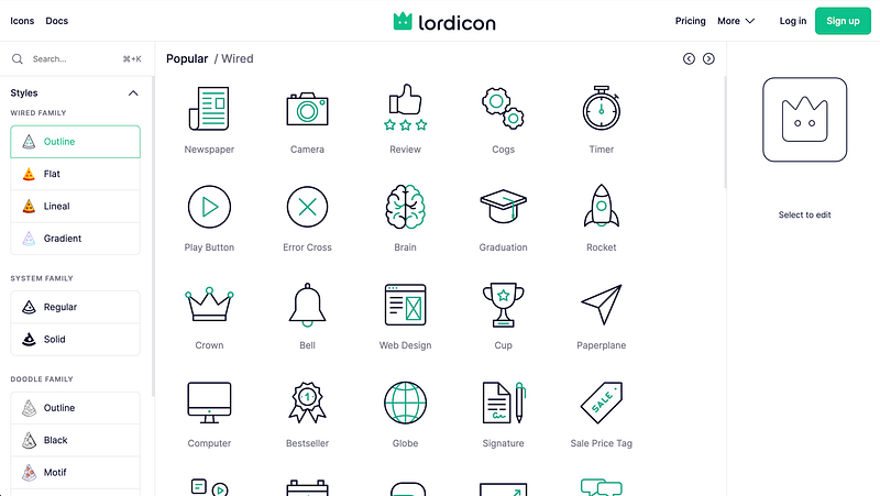 2,000+ animated icons with configurable triggers and colors. Best for micro-interactions and onboarding flows.