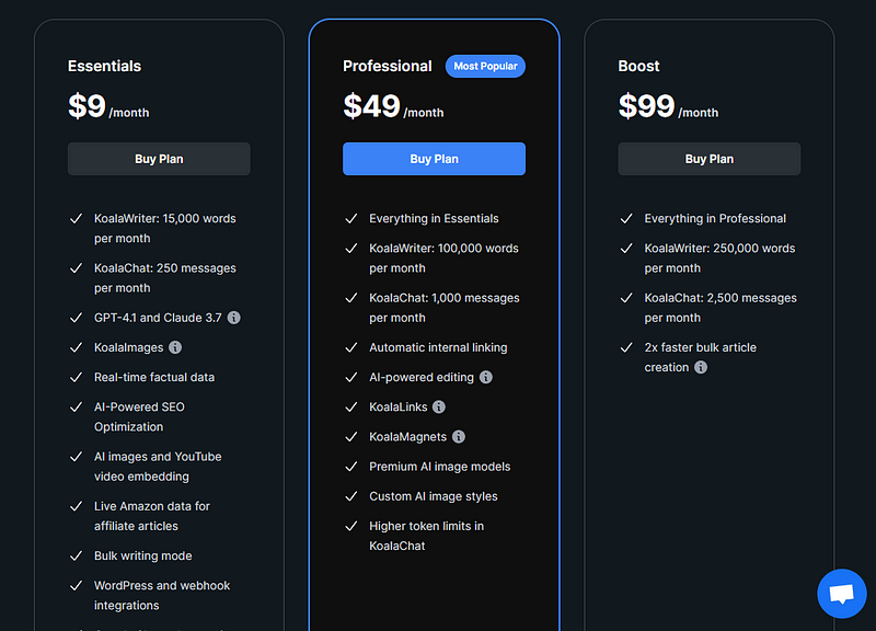 koala ai pricing plans