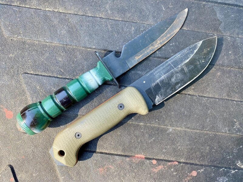 Becker Campanion BK2 next to other knife