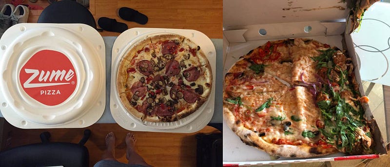 Delivery CX using a Zume Pizza box versus a standard cardboard pizza box