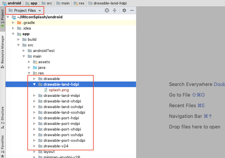 Better visualization of splash files to be replaced in android studio