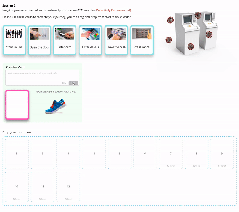 Section 3, the GIF depicts how an user can use the “Creative card” in the form.