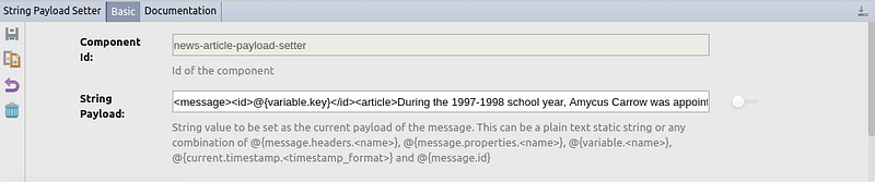 String Payload Setter properties