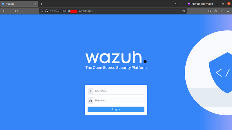 Wazuh login page