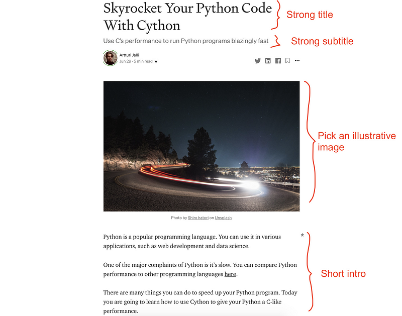 Medium blog post structure
