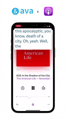 Image of iPhone captioning This American Life podcast in real time.