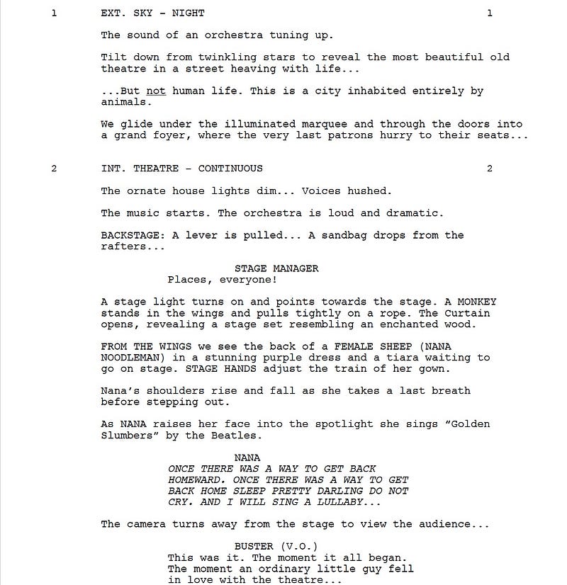 Page One: “Sing” (2016)