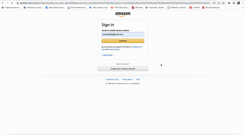A gif showing the sign-in process for Amazon on desktop screen