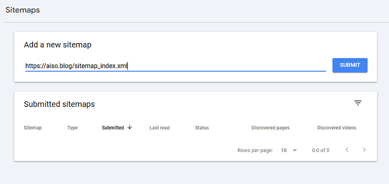 sitemap submission for aiso.blog