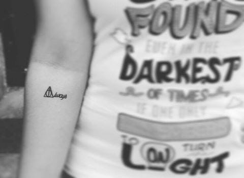Tattoo of Always, with the A as the Deathly Hallows Symbol